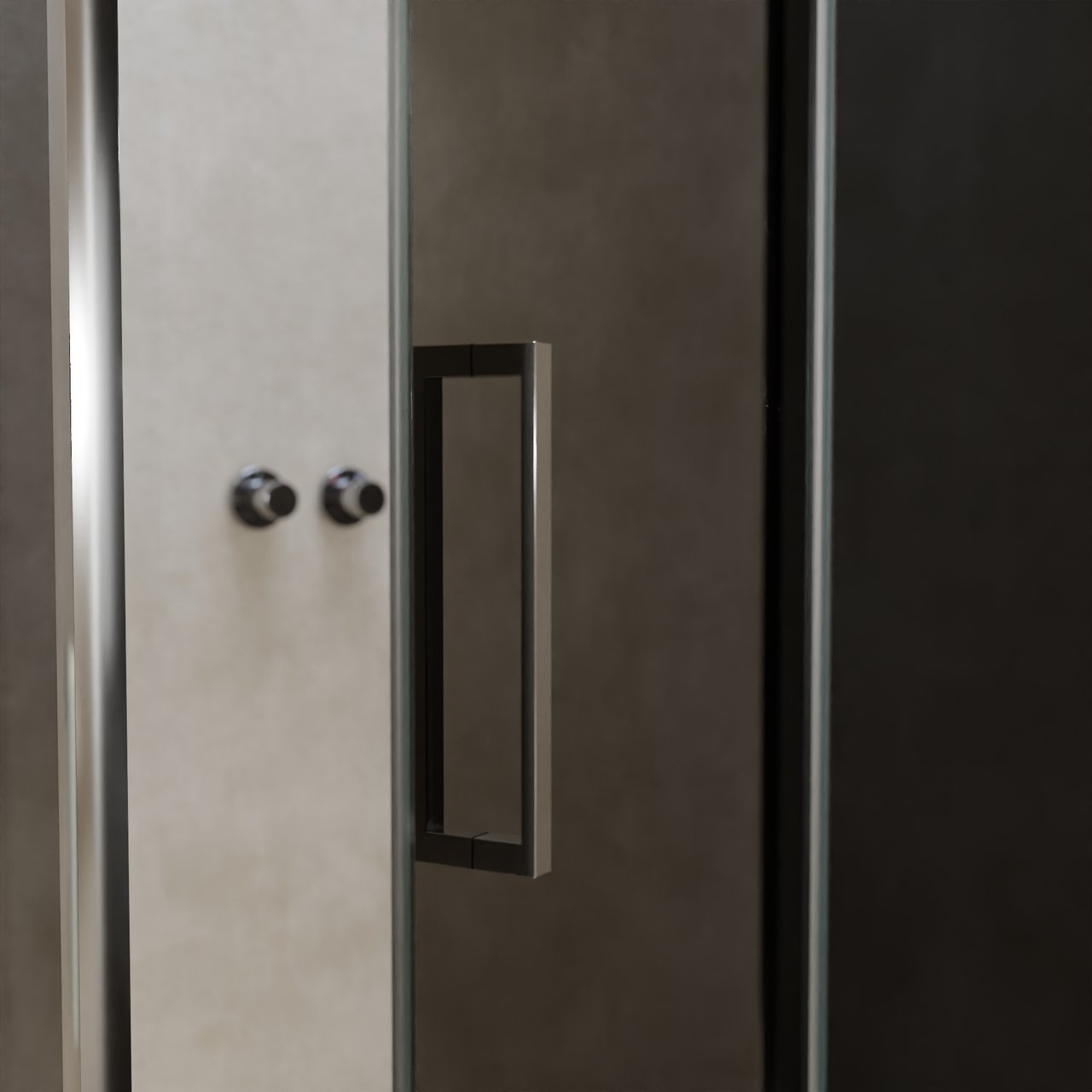 Balmani Senses Design douche d'angle avec porte pivotante à droite et paroi latérale fixe, 120 x 90 cm, Verre fumé, Profil chrome