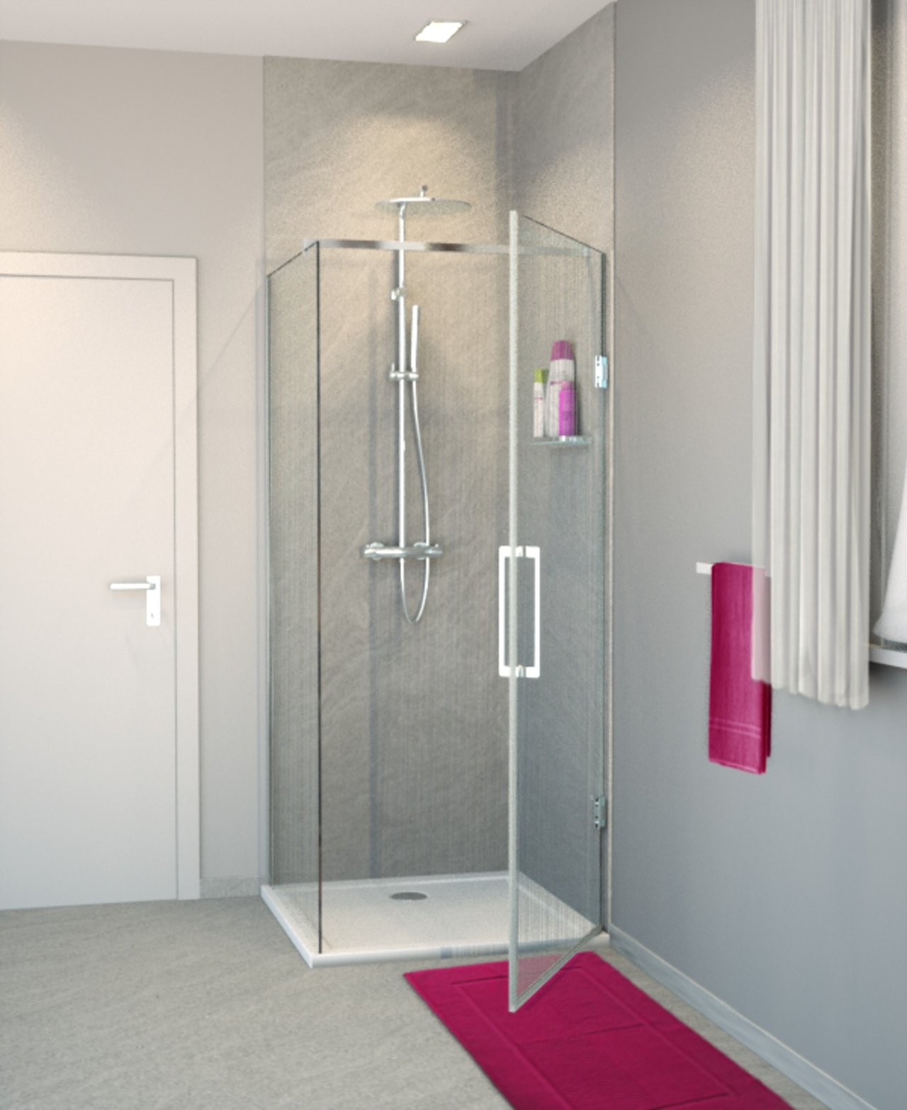 Balmani Modular inloopdouche met rechtse deur 80 x 200 cm mikado glas glanzend chroom profiel