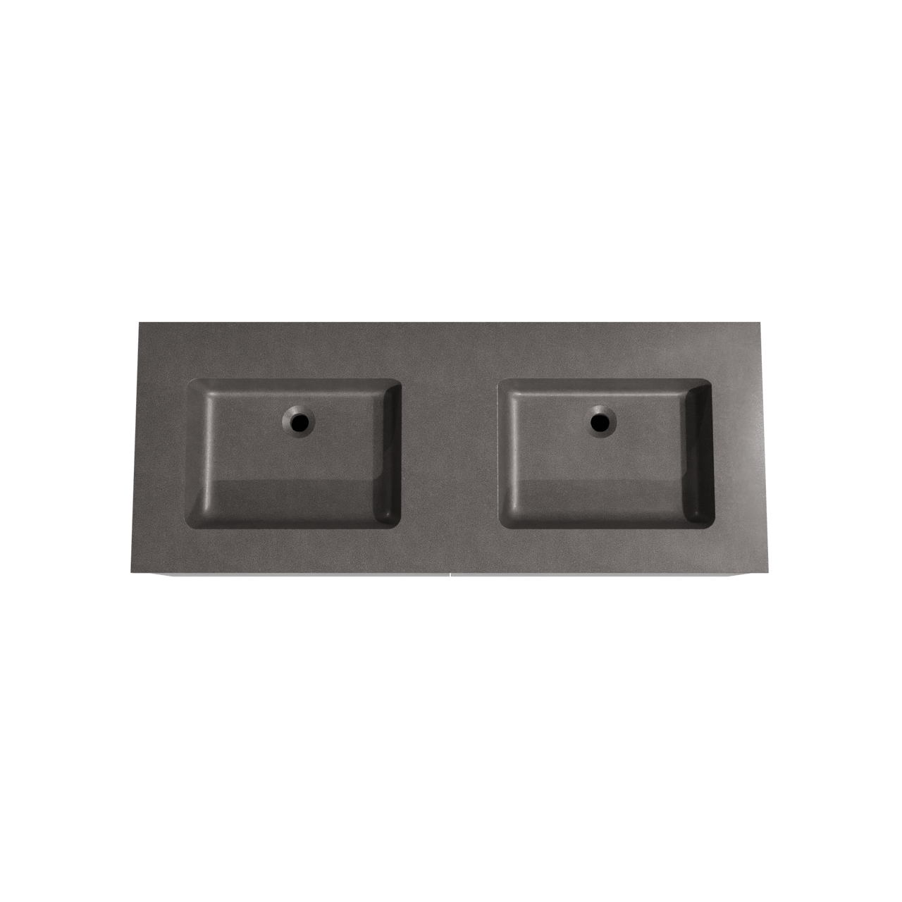 Storke Edge meuble salle de bains suspendu 130 x 52 cm béton gris foncé avec Scuro double vasque en quartz noir mat