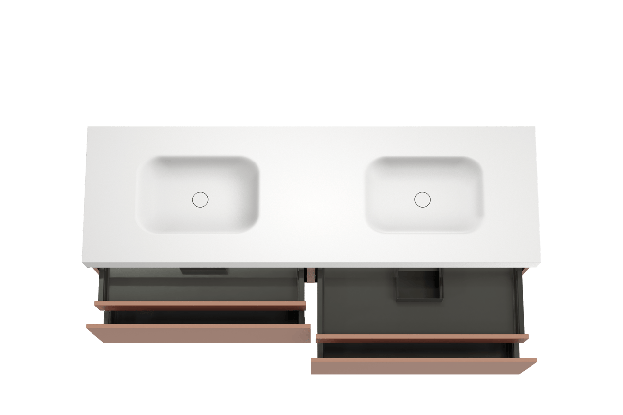 Balmani Sfera meuble salle de bains suspendu 180 x 55 cm cotto avec Arcato double vasque en solid surface blanc mat