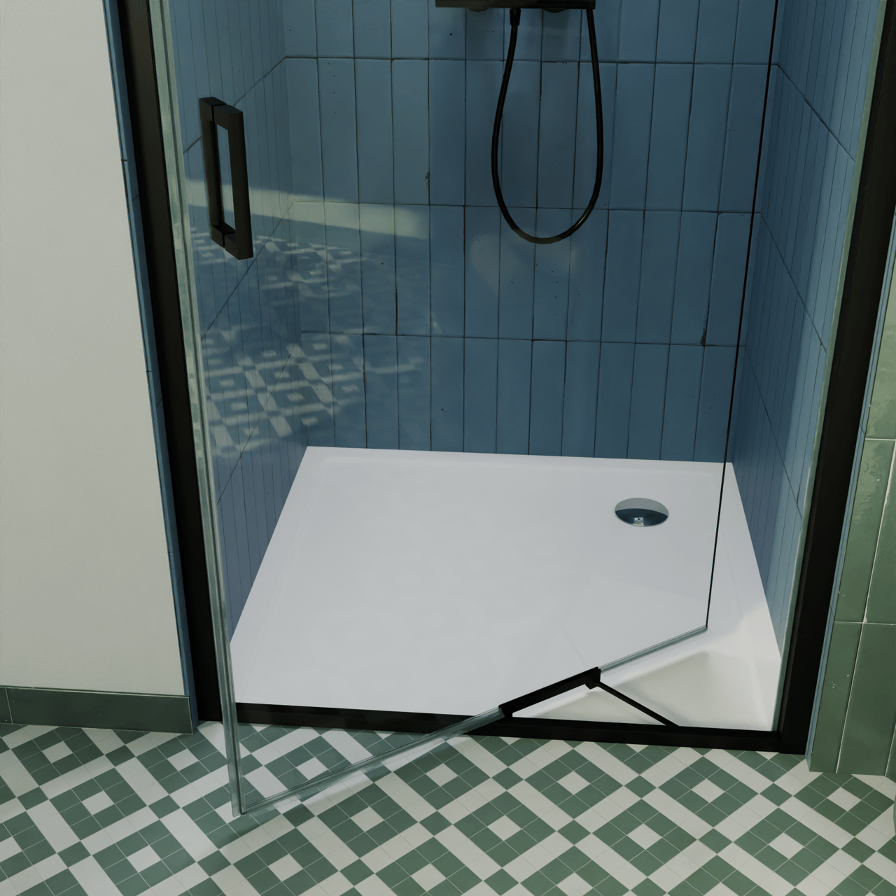 Luca Varess Vidor In porte pivotante 90 cm x 190 cm verre transparent profil noir mat