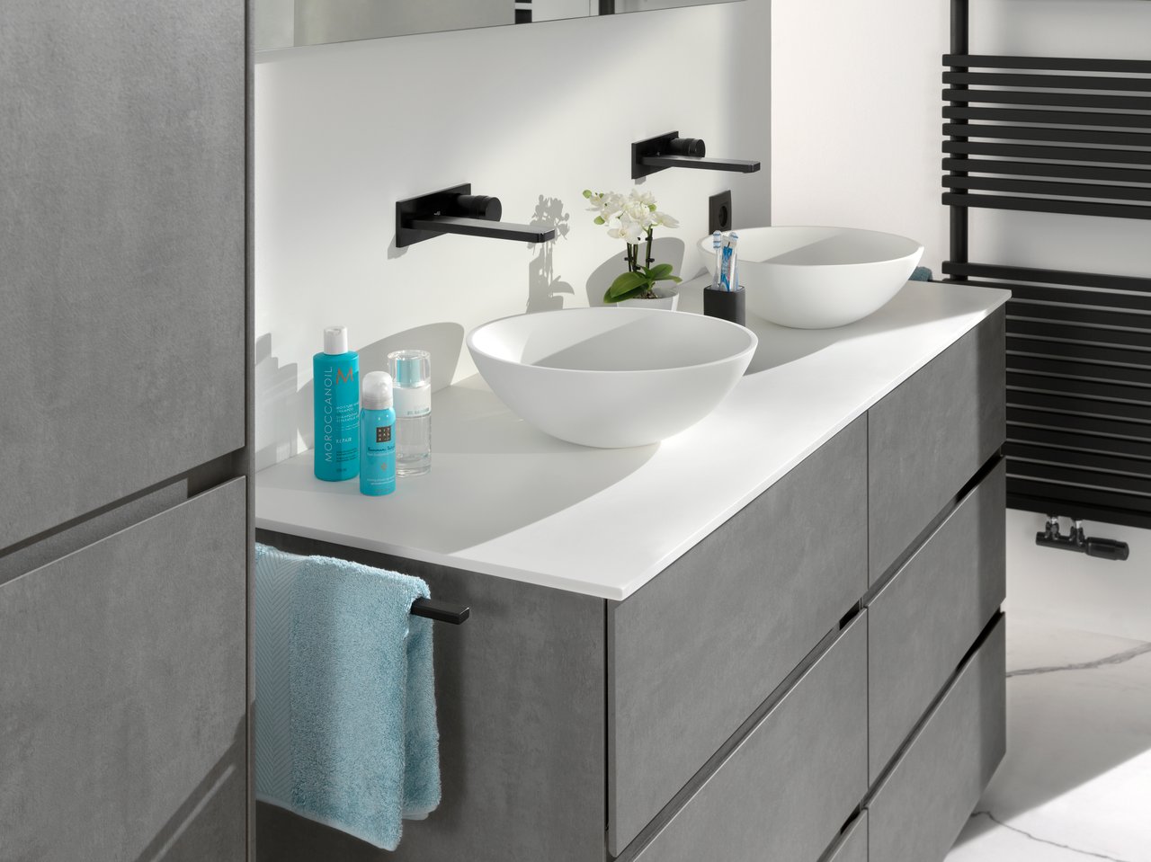 Storke Ronda Aufsatzwaschbecken: Solid Surface, matt, rund, Ø 36 cm