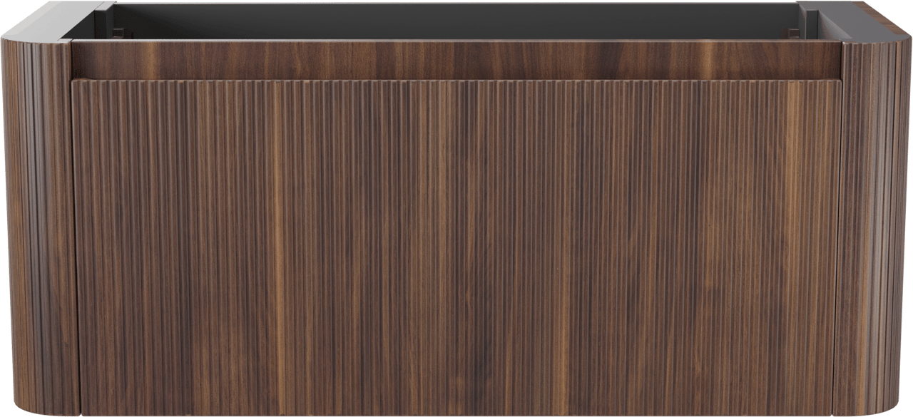 Storke Soft zwevende wastafelonderkast 120 x 46 cm Notenhout 2 lades vert. sym. Groef