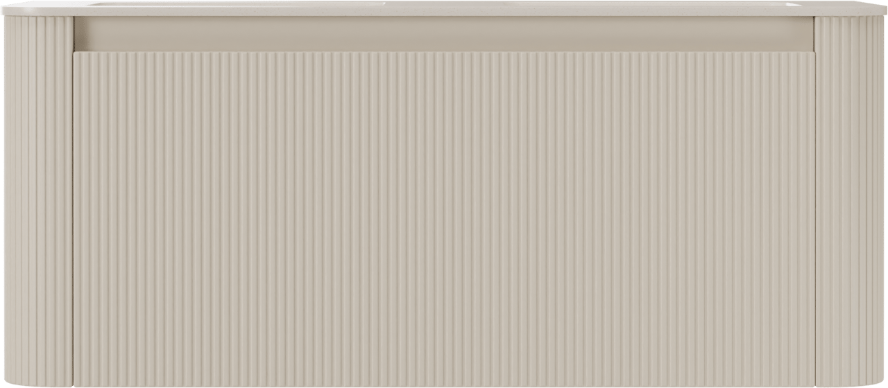 Storke Soft meuble salle de bains suspendu 120 x 46 cm Sand mat avec Mata Soft double vasque en Solid Surface beige granite, Nervure droite symétrique verticale