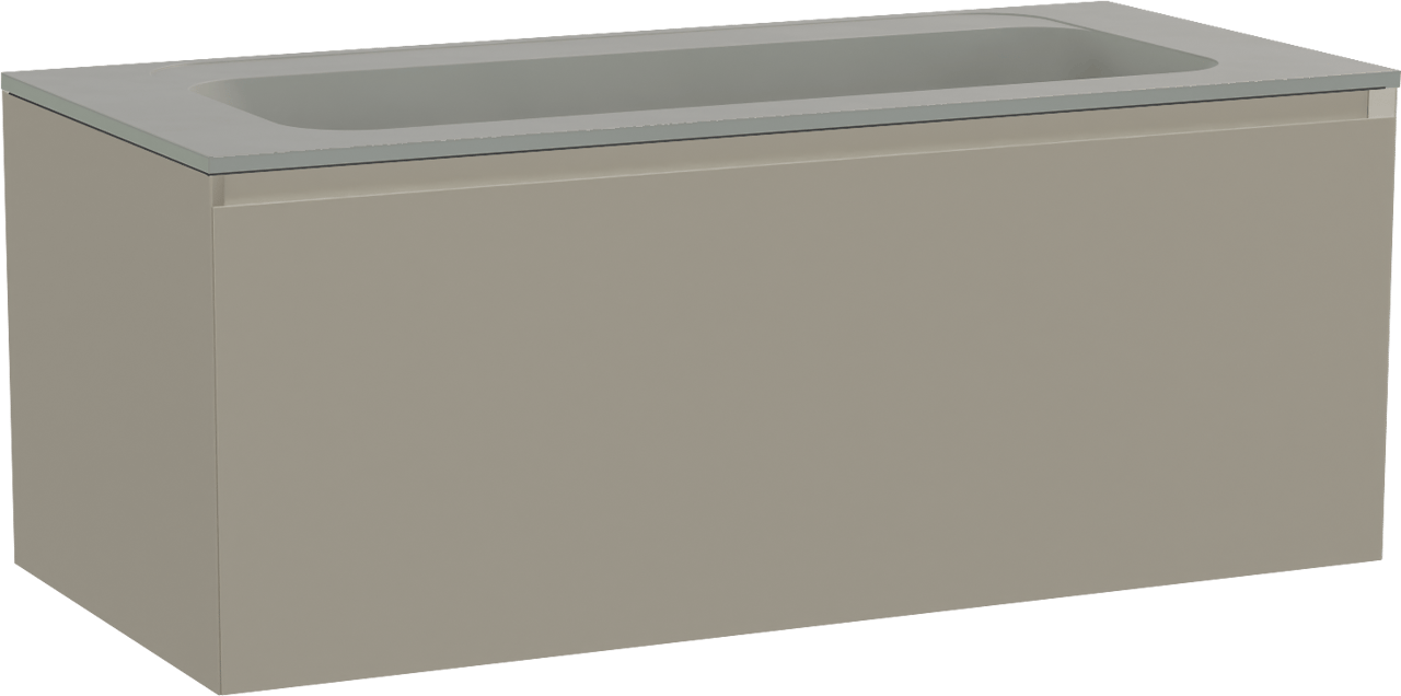 Balmani Idra meuble salle de bains suspendu 120 x 55 cm gris pierre avec Tablo Strada plan simple pour 2 trous de robinet en marbre composite soie grise