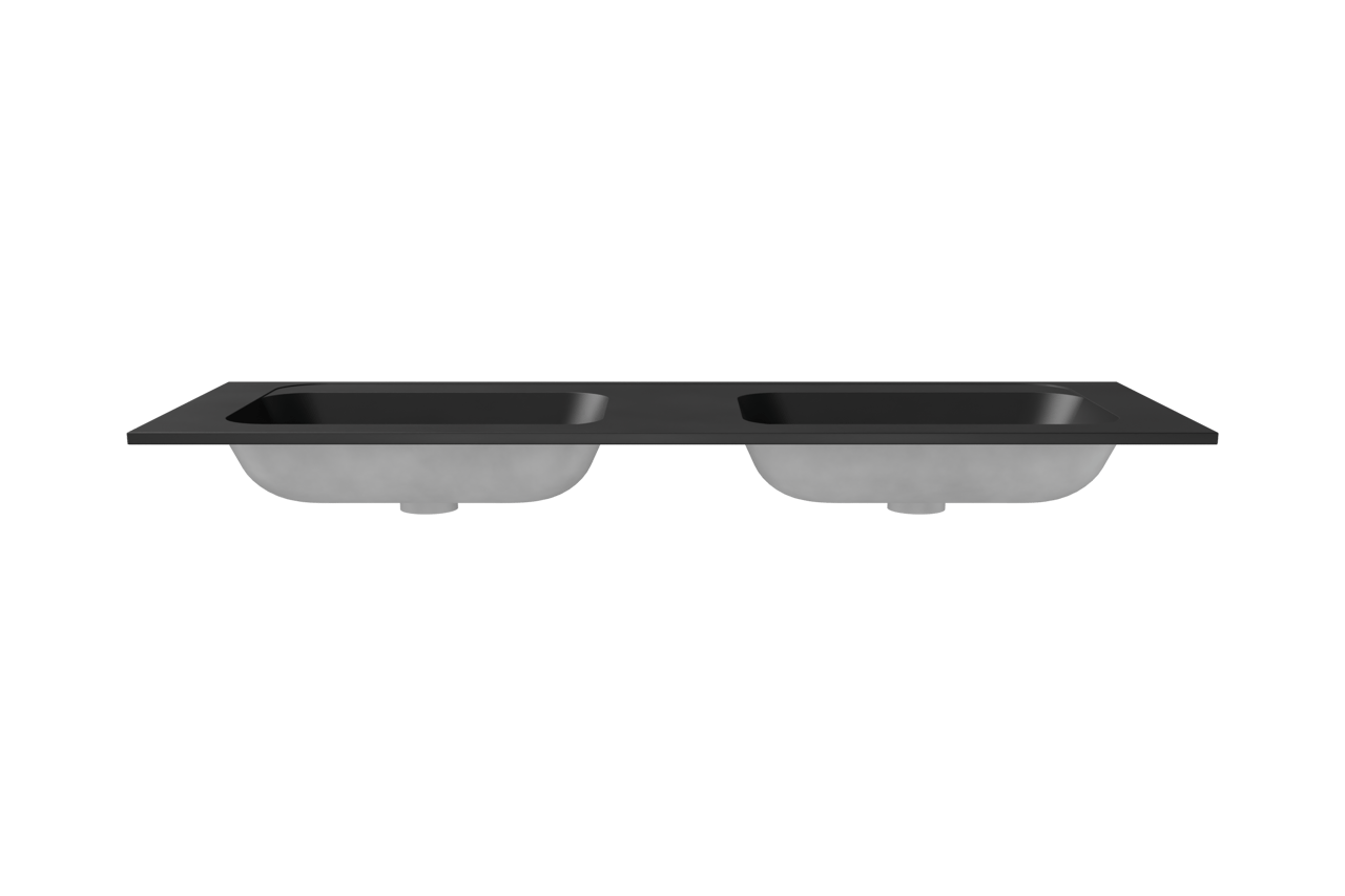 Balmani Tablo Strada double vasque top solid noire matte 150 x 55 cm