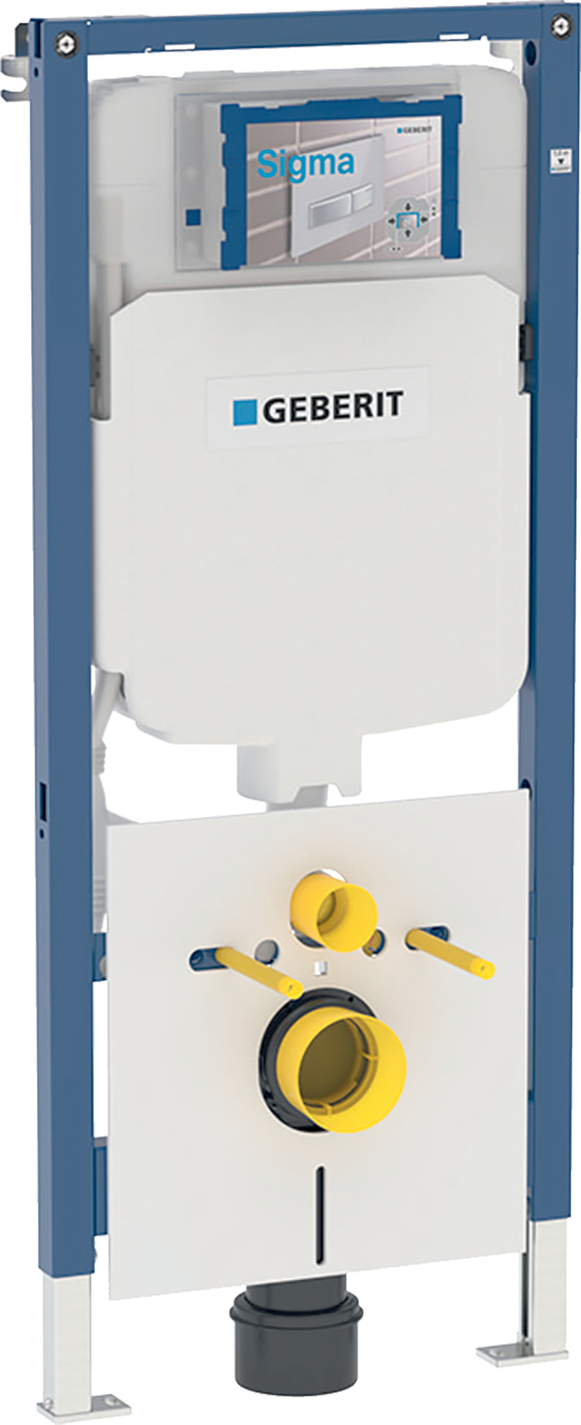 Linie Waldo hangtoilet glanzend wit randloos met Geberit Systemfix UP720 Sigma inbouwreservoir en bedieningspaneel