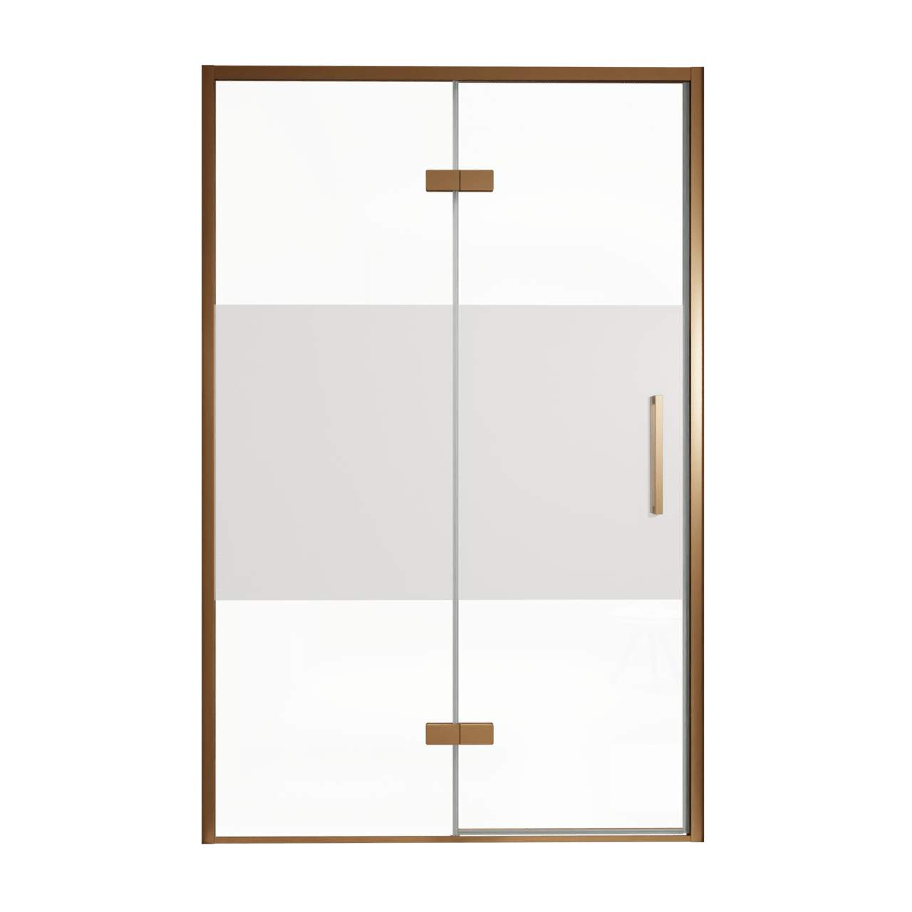 Balmani Senses Design douche draaideur links 140 cm x 210 cm Helder glas met matte strook, Brushed Rosegold profielen