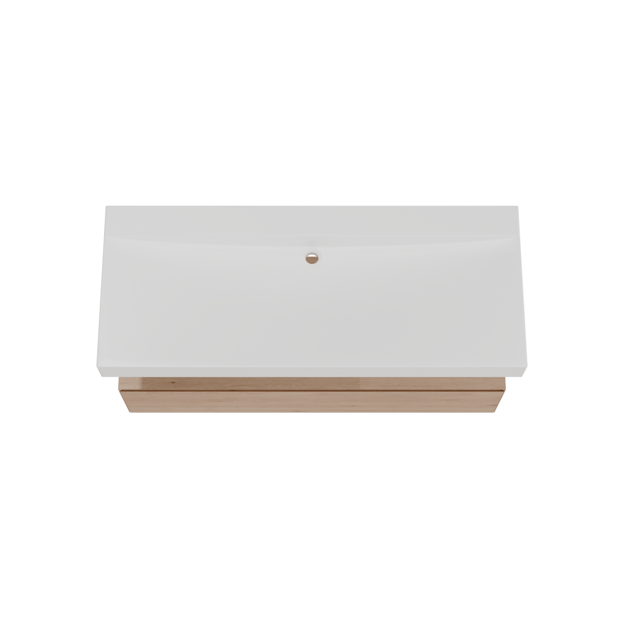 Balmani Mitra Elements meuble salle de bains suspendu 135 x 55 cm chêne naturel avec Dominus lavabo simple pour 2 trous de robinet en solid surface blanc mat