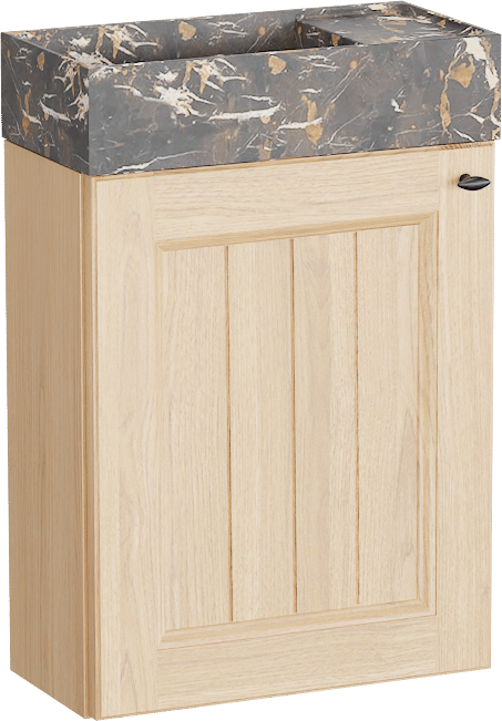 Balmani Lemon zwevend toiletmeubel 42 x 21 cm natuur eiken met Dama wastafel in Portoro Gold marmer