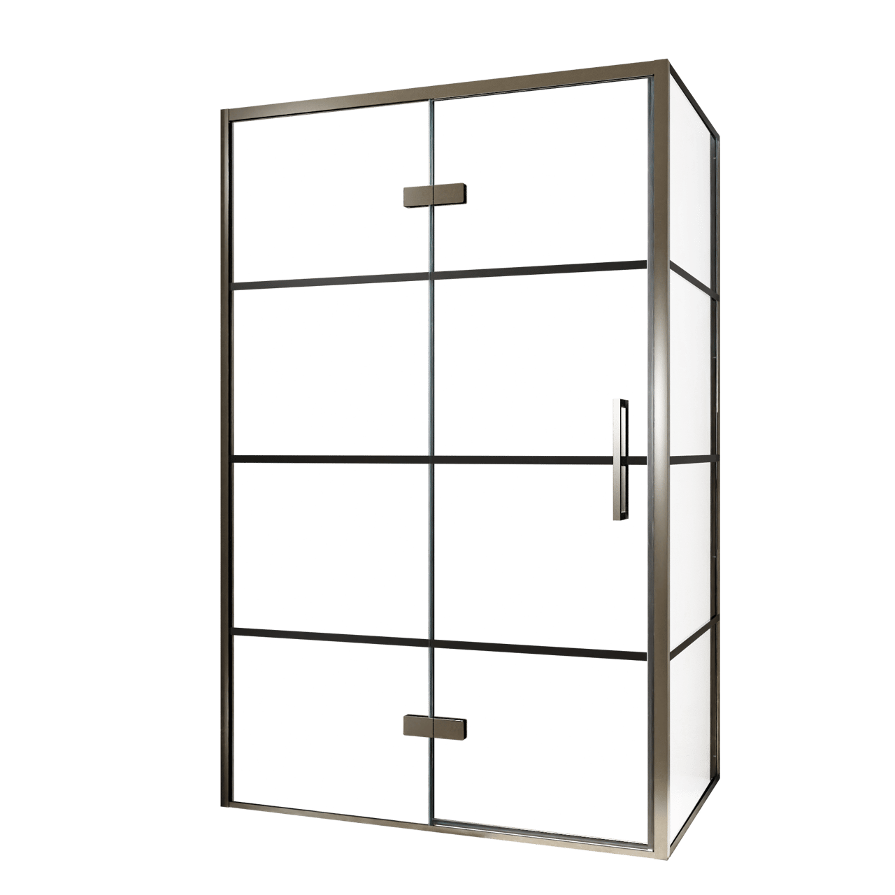 Balmani Senses Design douchecabine met linkse draaideur en vaste zijwand, 120 x 80 cm, Lined, Brushed GunMetal profielen