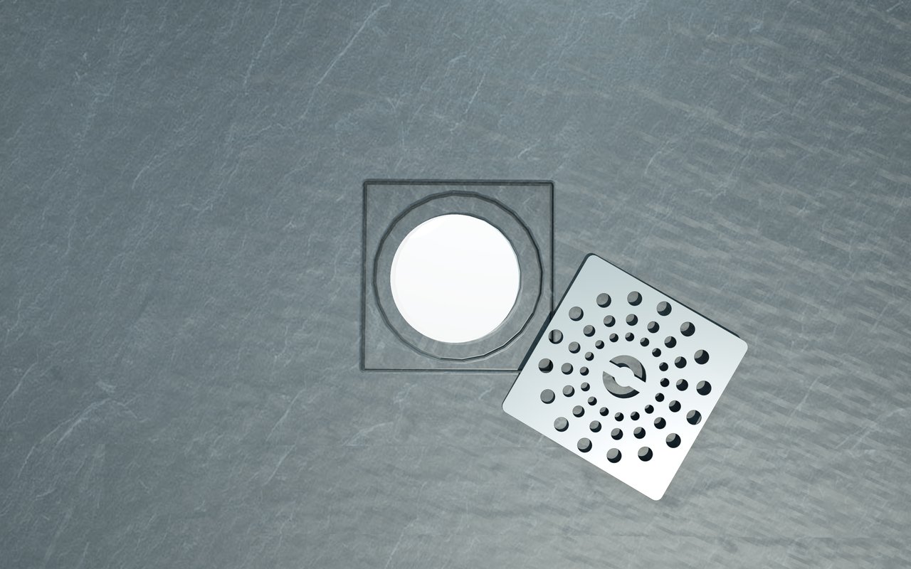 Linie Lido Duschwanne: 160 x 90 cm, Marmorkomposit, Dunkelgraue Schieferstruktur