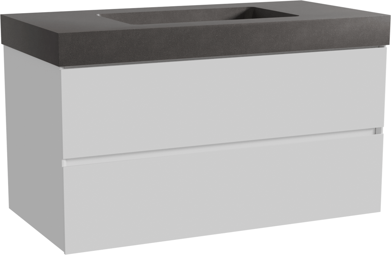 Storke Edge staand badmeubel 105 x 52 cm hoogglans wit met Scuro High enkele wastafel in kwarts mat zwart