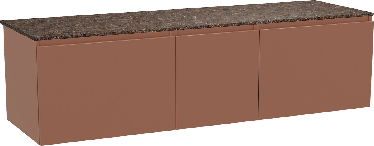 Balmani Sfera hängendes Möbelstück Set: 180 x 55 cm, Cotto, mit Stretto Einzel- oder Doppel Waschtischplatte, Marmor Dark Emperador