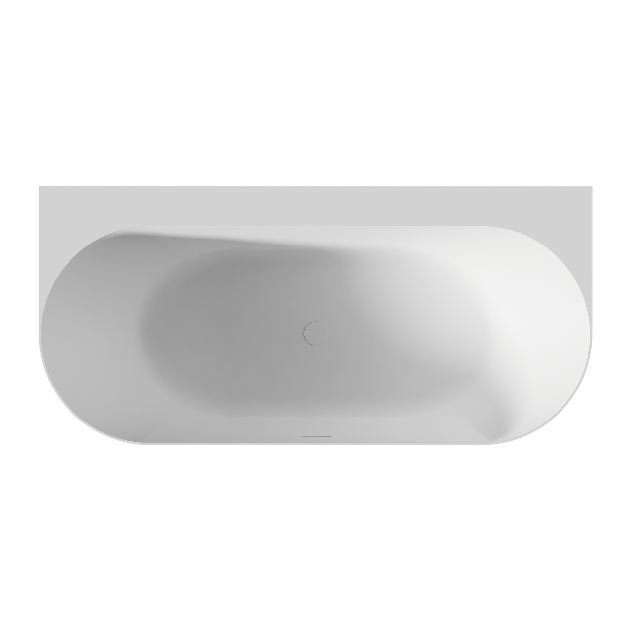 Balmani Scala Ovale halb freistehende Badewanne: 175 x 80 cm, Solid Surface, Weiß matt