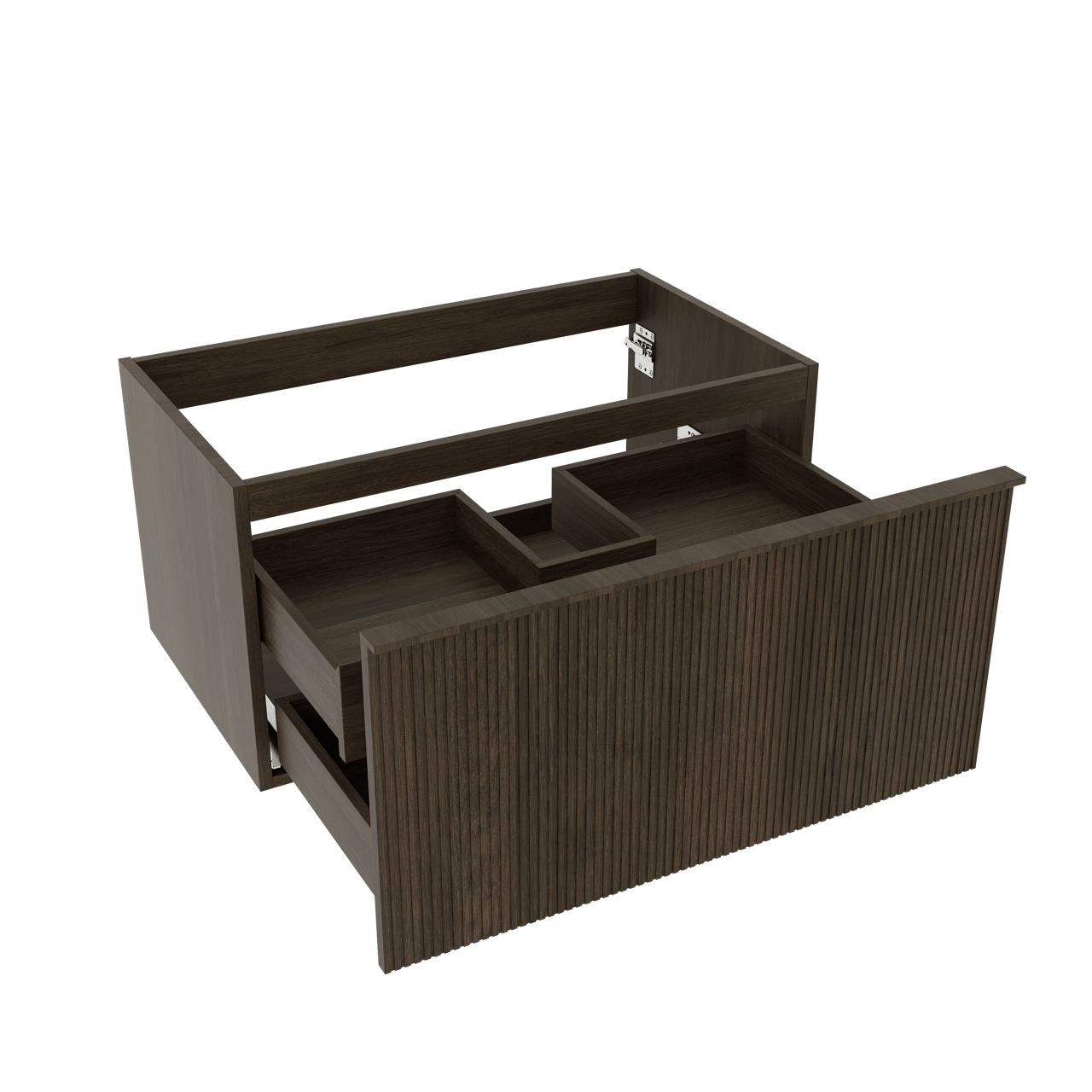 Balmani Forma zwevende wastafelonderkast 90 x 55 cm gerookte eik 2 lades vert. sym. groef