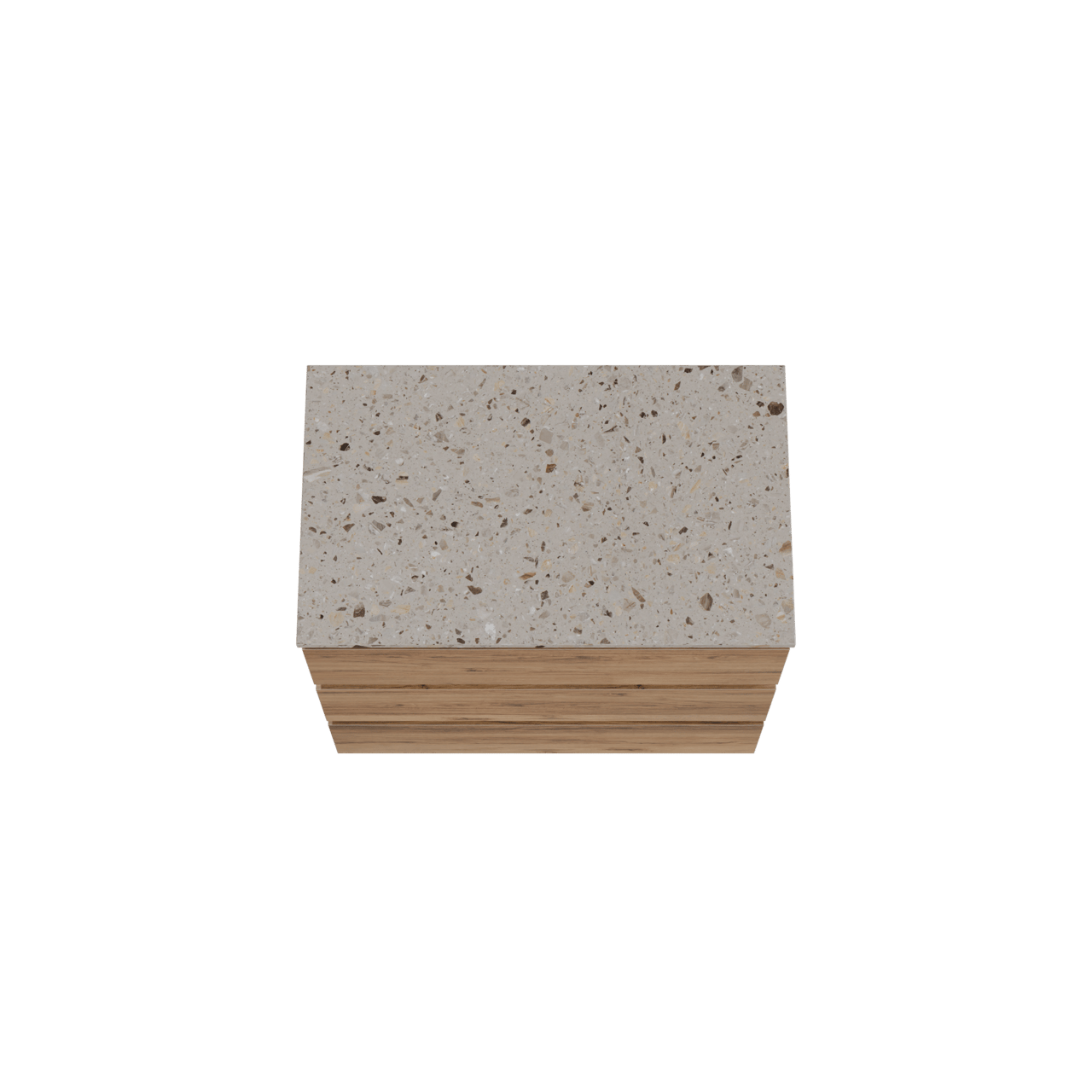 Balmani Lucida freistehendes Möbelstück Set: 90 x 55 cm, Teak, mit Stretto Einzel Waschtischplatte, Terrazzo in Greige