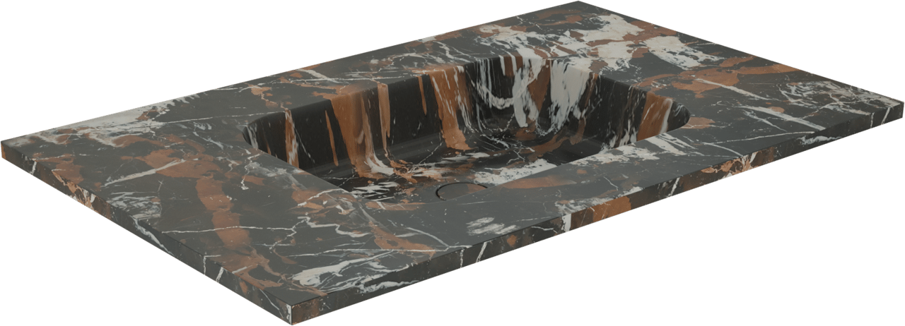 Balmani Tablo Arcato Einzelwaschtisch, Portoro Marmor gold, 90 x 55 cm