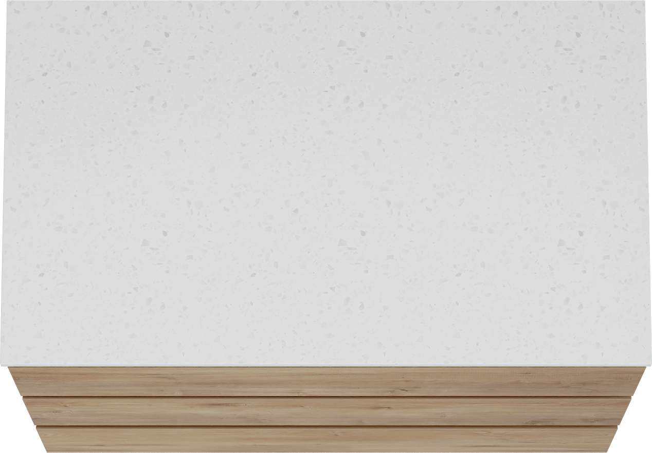 Linie Lado freistehendes Möbelstück Set: 80 x 46 cm, Naturbelassene Eiche, mit Lado Einzel Waschtischplatte, Melamin in Terrazzo Weiß