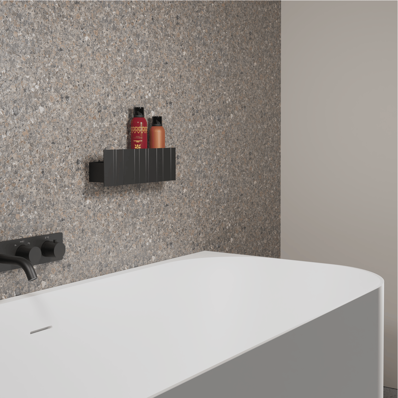 Balmani Uma wandplank mat zwart met groeven 35 x 8.5 cm