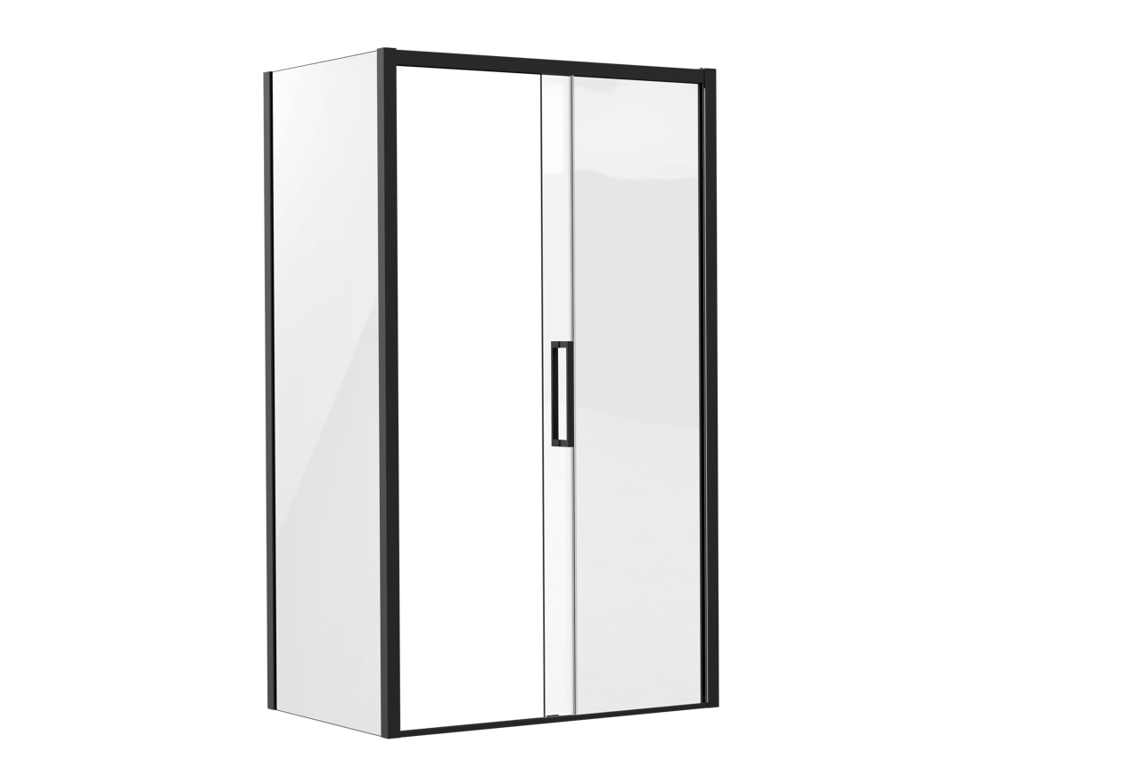 Luca Varess Senses douchecabine met schuifdeur en vaste zijwand 120 x 80 cm helder glas mat zwart profiel