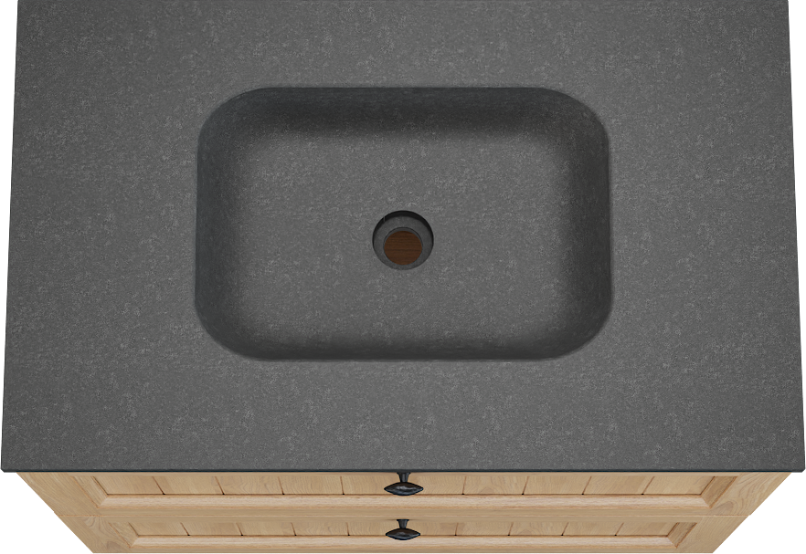 Balmani Lemon staand badkamermeubel 90 x 55 cm, fineer natuur eik met Tablo Arcato enkele wastafel in graniet zwart