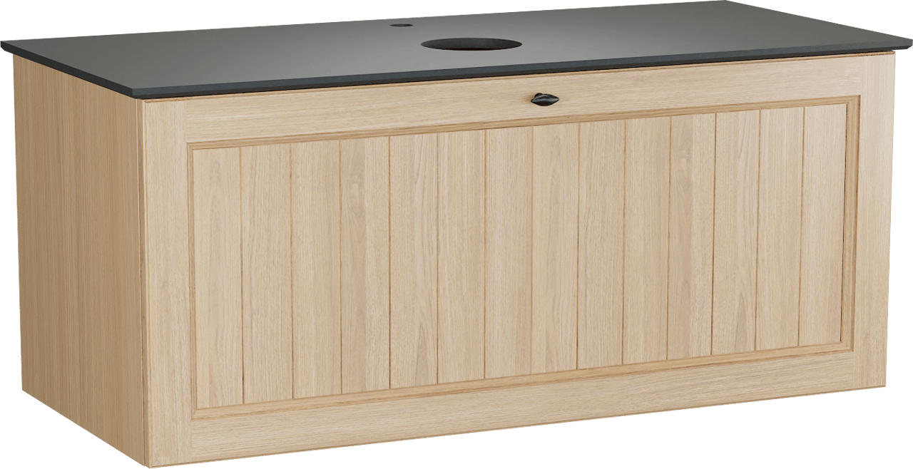 Balmani Lemon zwevend badmeubel 120 x 55 cm, fineer naturel eiken met Facetta enkel wastafelblad in zwart graniet