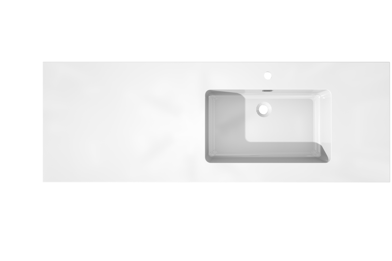 Storke Diva plan vasque asymétrique à droite marbre composite brillant 150 x 52 cm