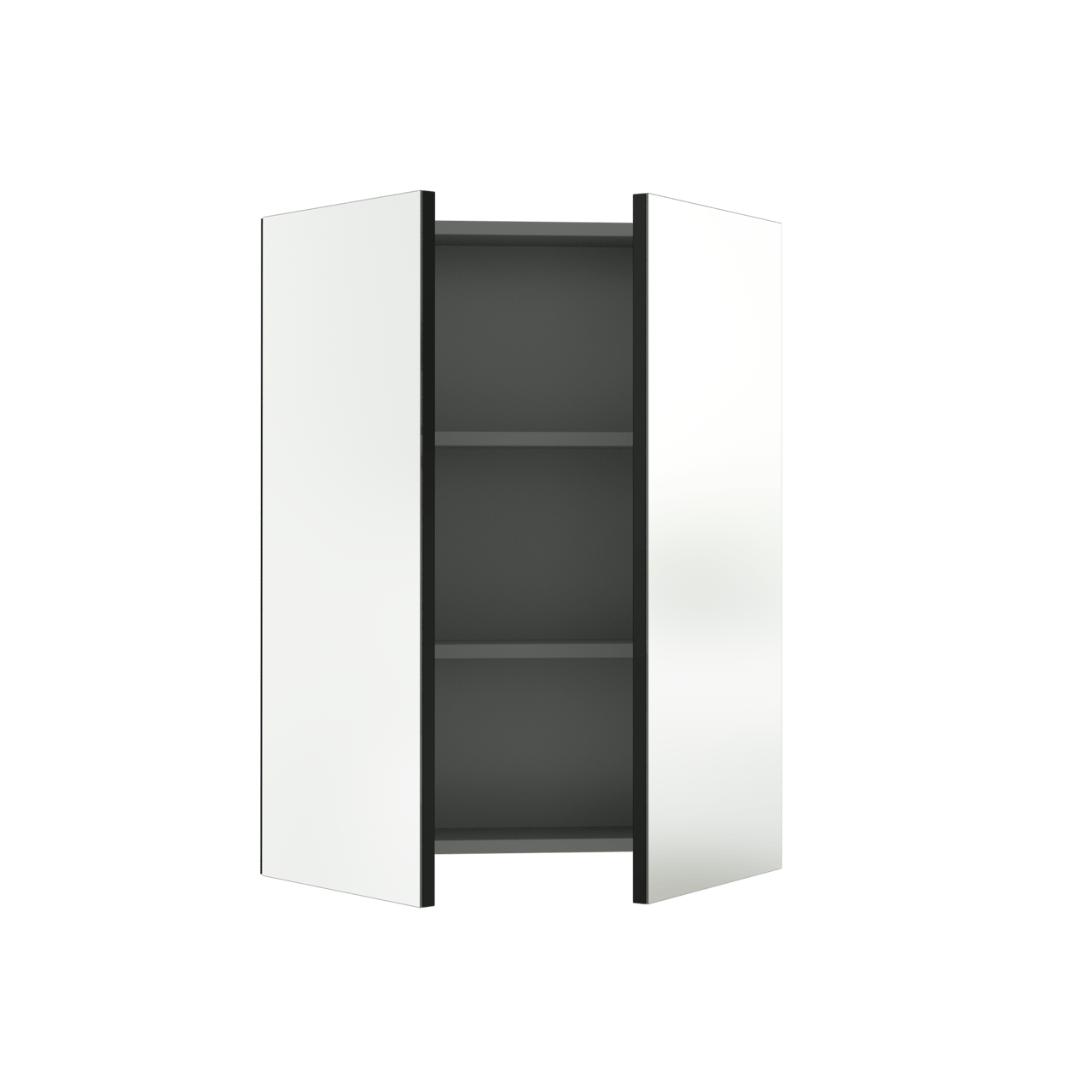 Linie Montro Spiegelschrank Bad: 60 x 75 cm, Schwarz Matt