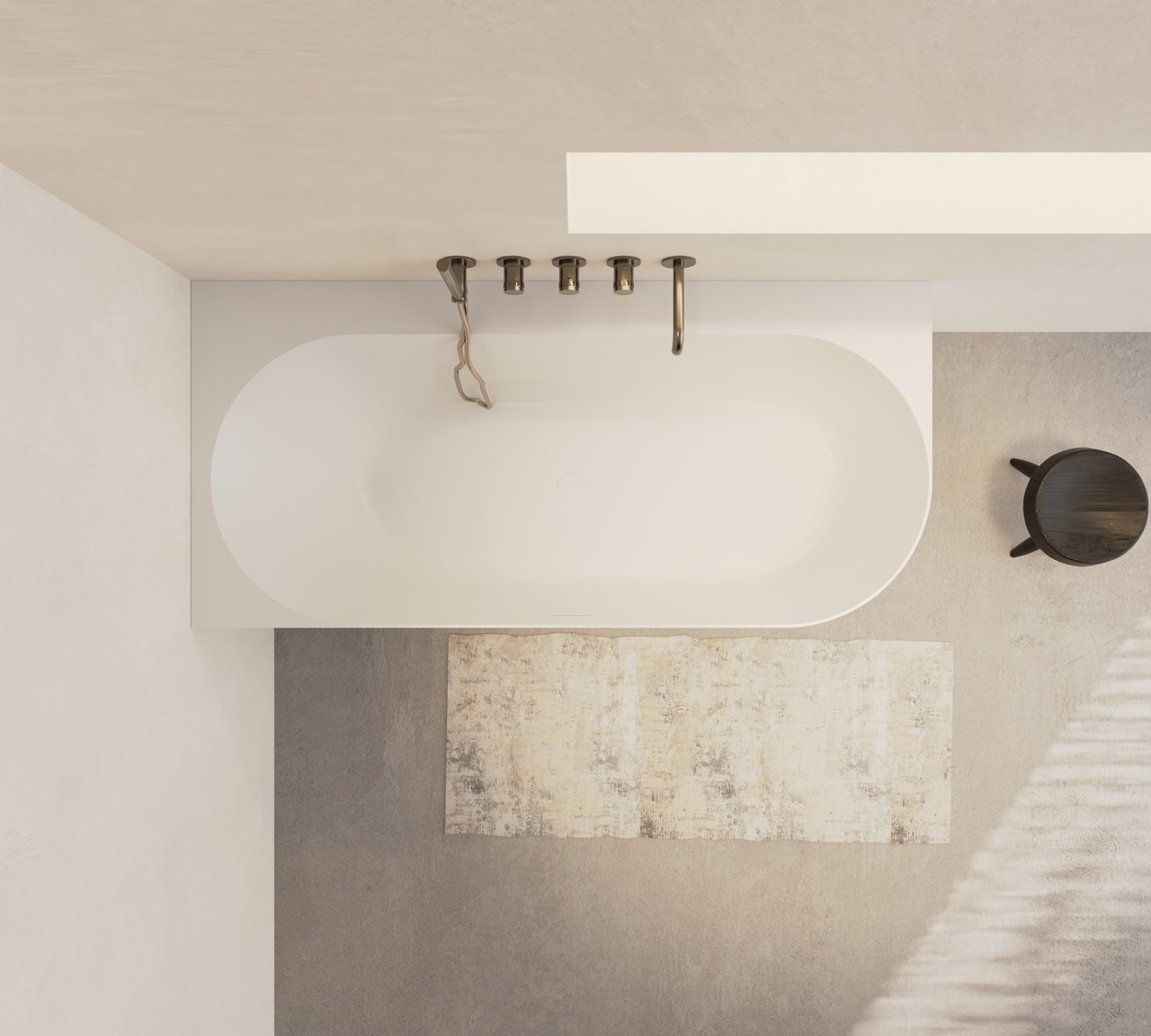 Balmani Scala 2-Personen-Eckbadewanne: links, 175 x 80 cm, Solid Surface, Weiß matt