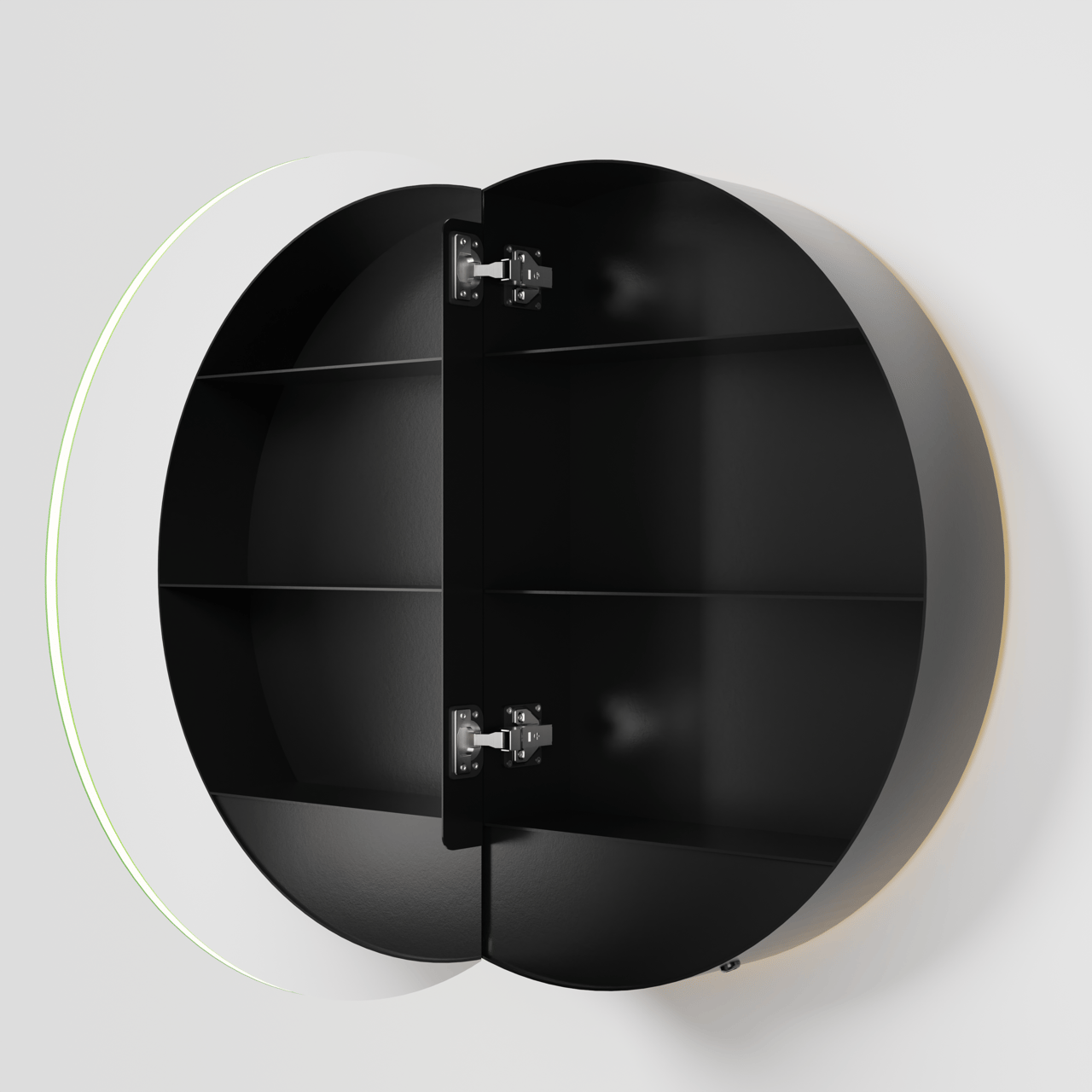 Balmani Mara spiegelkast Rond Ø 70 Mat Zwart met spiegelverlichting en anti-damp