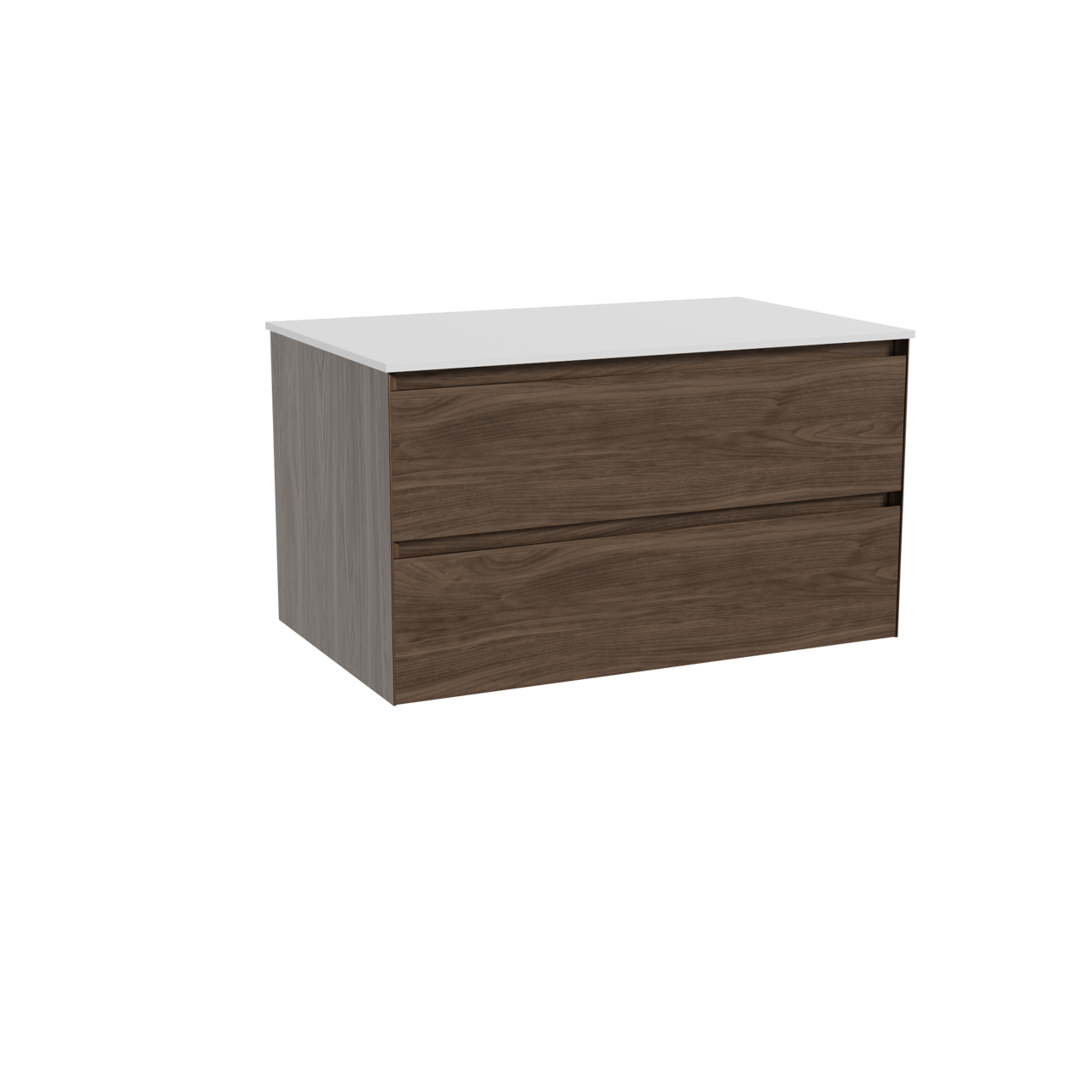 Balmani Mitra meuble salle de bains suspendu 90 x 55 cm noyer américain avec Stretto tablette simple en solid surface blanc mat