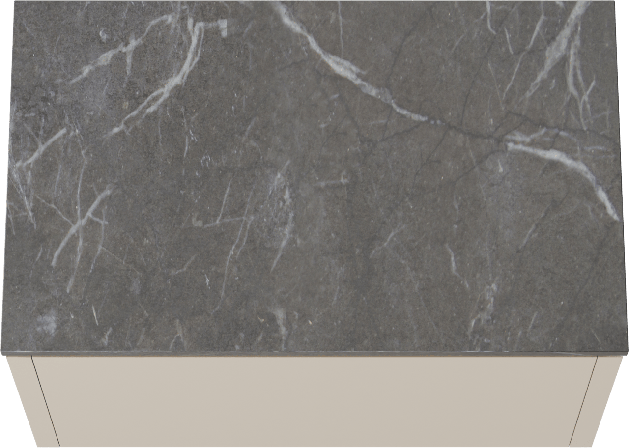 Balmani Eclips hängendes Möbelstück Set: 90 x 55 cm, Sandbeige, mit Stretto Einzel Waschtischplatte Pietra Grey Marmor