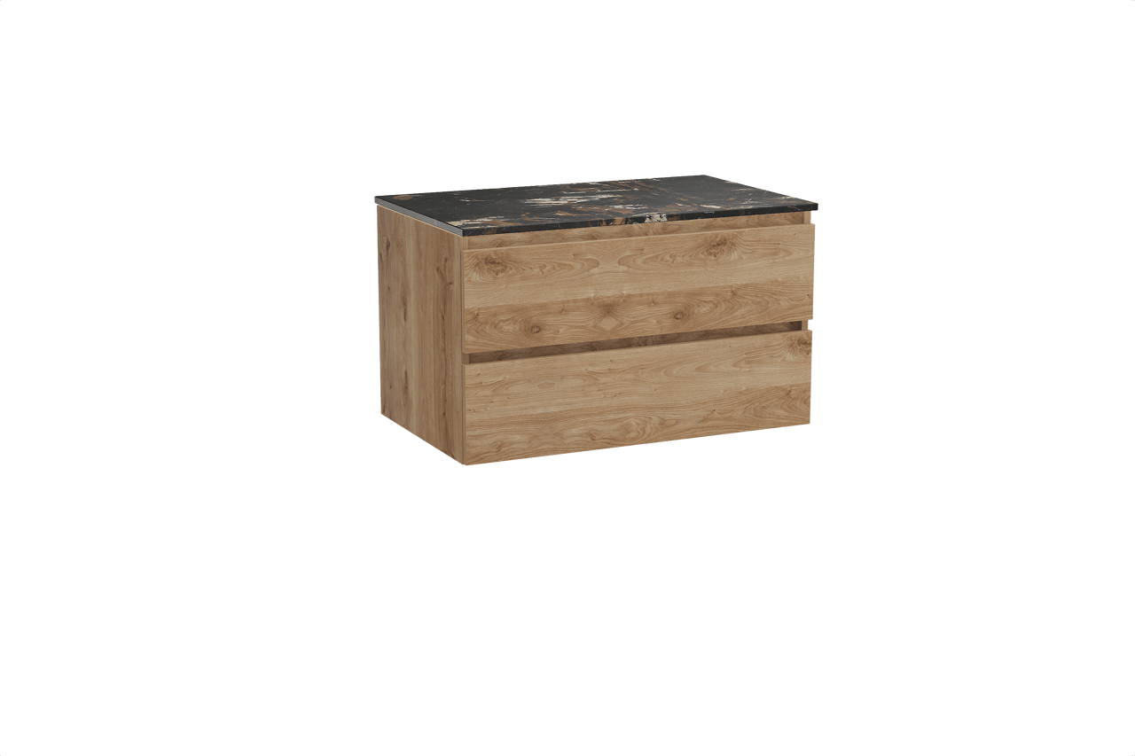 Balmani Lucida Badmöbel Set mit Stretto Waschtischplatte für Aufsatzwaschbecken