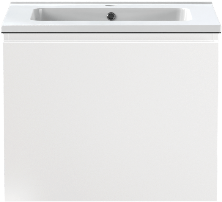 Linie Lado zwevend badmeubel 60 x 46 cm hoogglans wit met Vano enkele wastafel in composietmarmer hoogglans wit