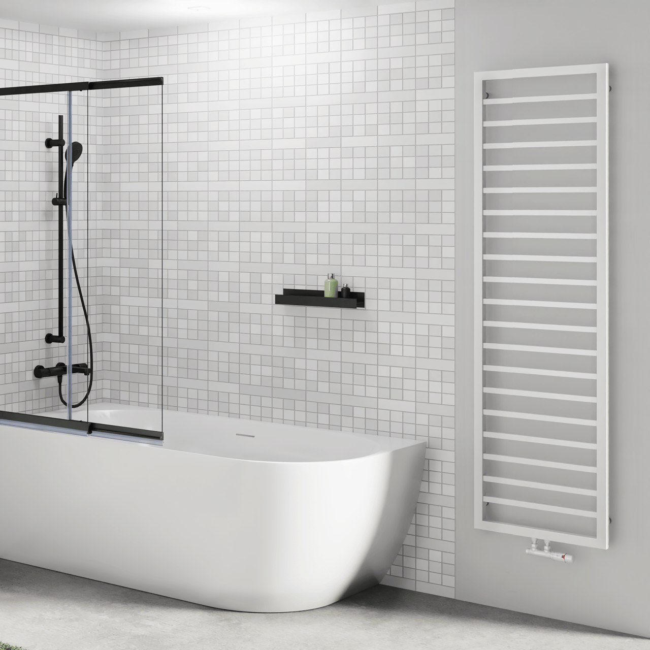 Vipera Listona Handtuchheizkörper: 180 x 50 cm, Elektro- und Zentralheizung, Weiß matt, Seiten- & Mittelanschluss, 911W