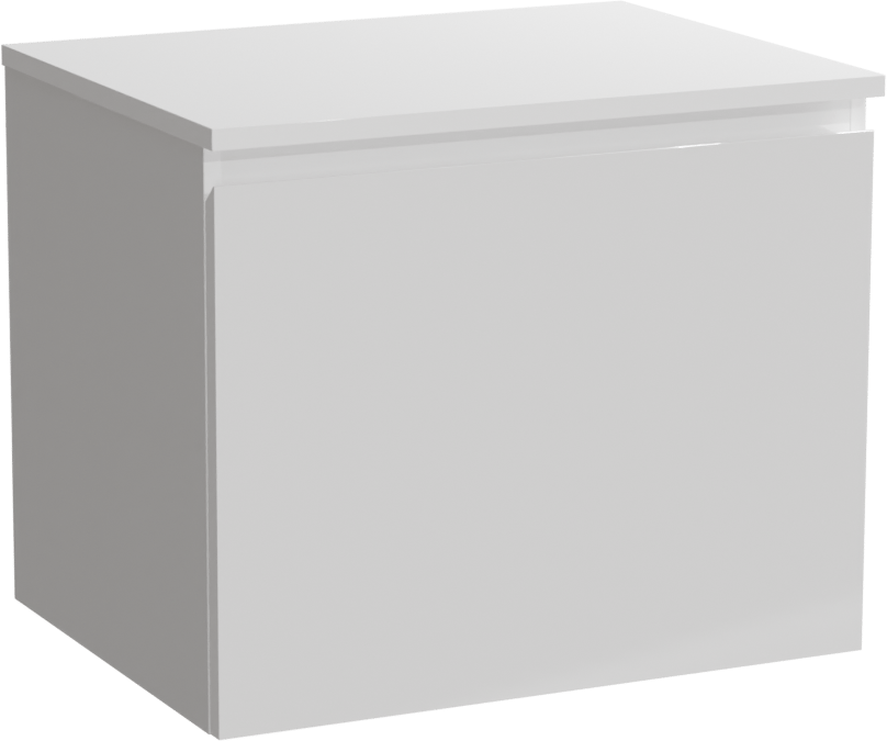 Linie Lado meuble salle de bains suspendu 60 x 46 cm blanc brillant avec Lado tablette simple en marbre composite blanc brillant