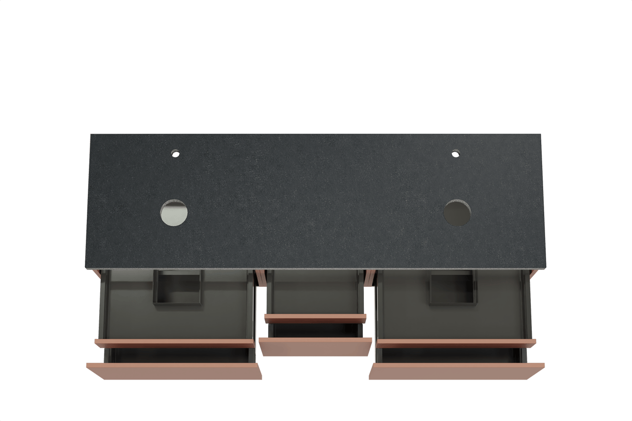 Balmani Sfera meuble salle de bains suspendu 180 x 55 cm cotto avec Rock tablette double en granit noir