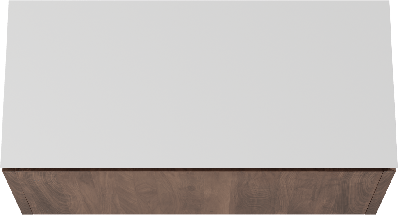 Balmani Eclips hängendes Möbelstück Set: 120 x 55 cm, Amerikanischer Nussbaum, mit Eclips Einzel- oder Doppel Waschtischplatte Solid Surface Weiβ matt