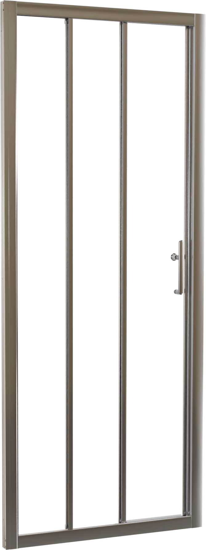 Linie Cadiz porte coulissante en trois parties 80 cm x 190 cm verre transparent profil Brushed Chrome