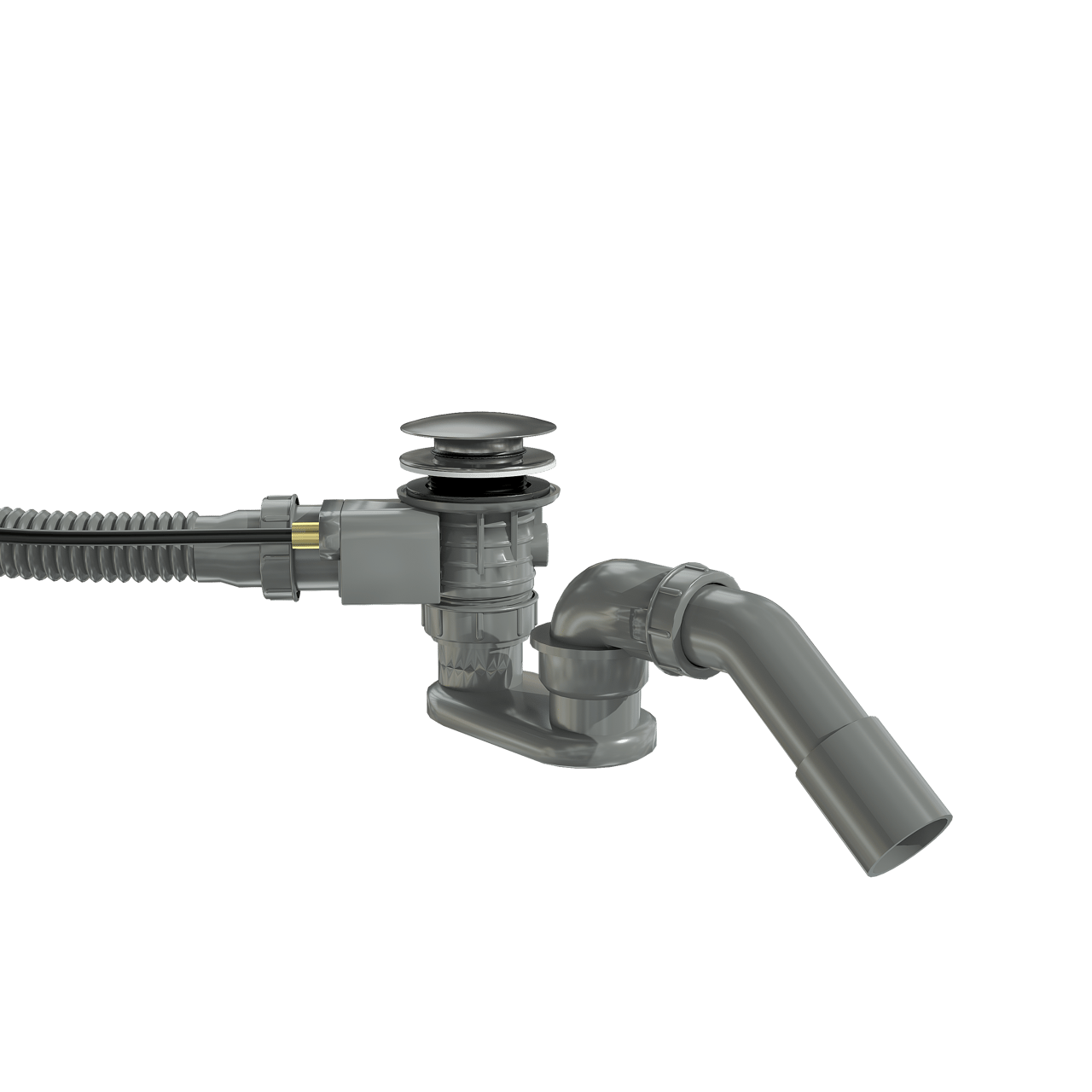 Santeg Unibath Flat siphon de baignoire avec trop-plein 70 cm Brushed Coolmetal