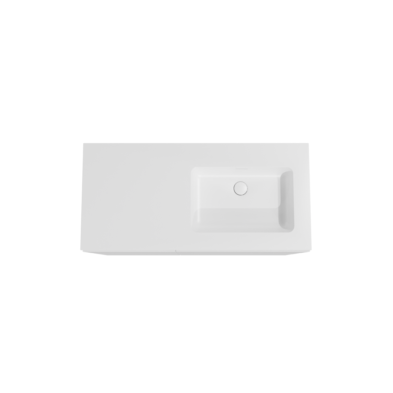 Storke Edge freistehendes Möbelstück Set: 110 x 52 cm, Weiß glänzend, mit Mata Waschtisch rechts, Solid Surface Weiß matt