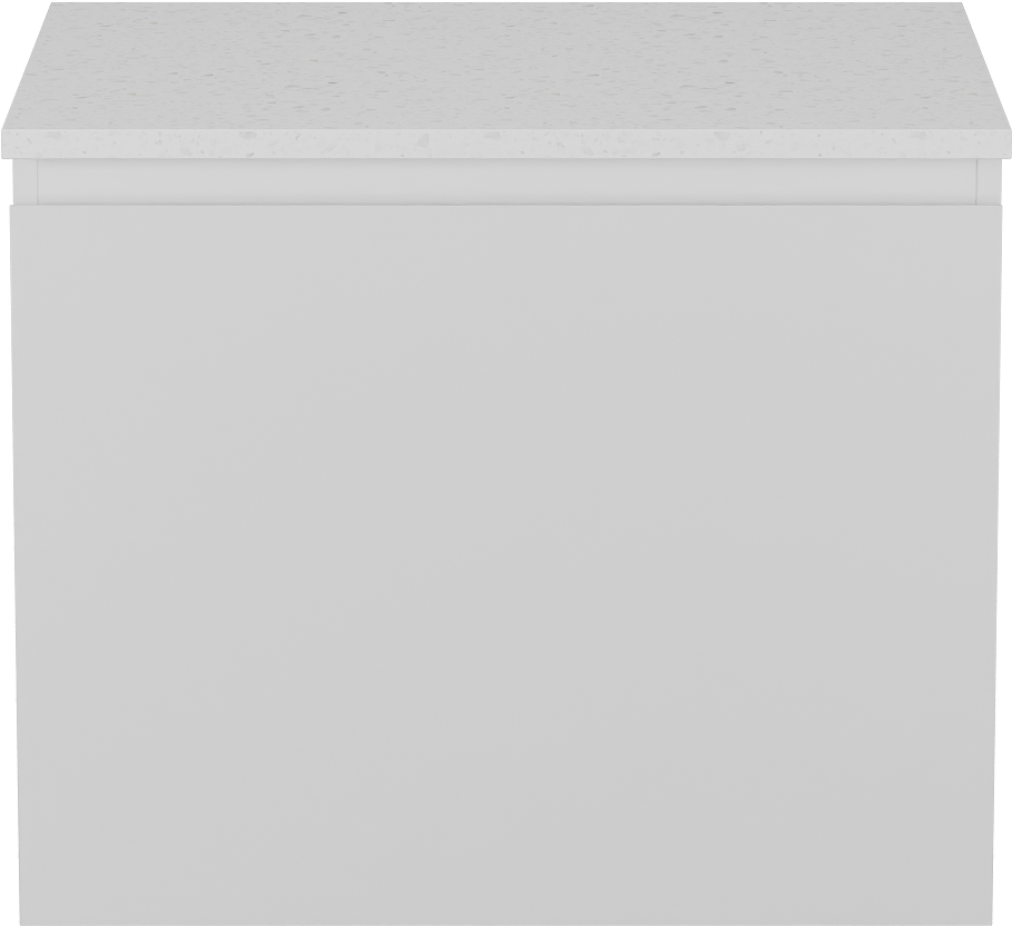 Linie Lado hängendes Möbelstück Set: 60 x 46 cm, Weiß glänzend, mit Lado Einzel Waschtischplatte, Melamin in Terrazzo Weiß