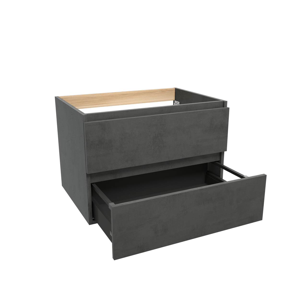 Balmani Lucida hängender Waschbeckenunterschrank: 75 x 55 cm, Beton dunkelgrau, 2 Schubladen