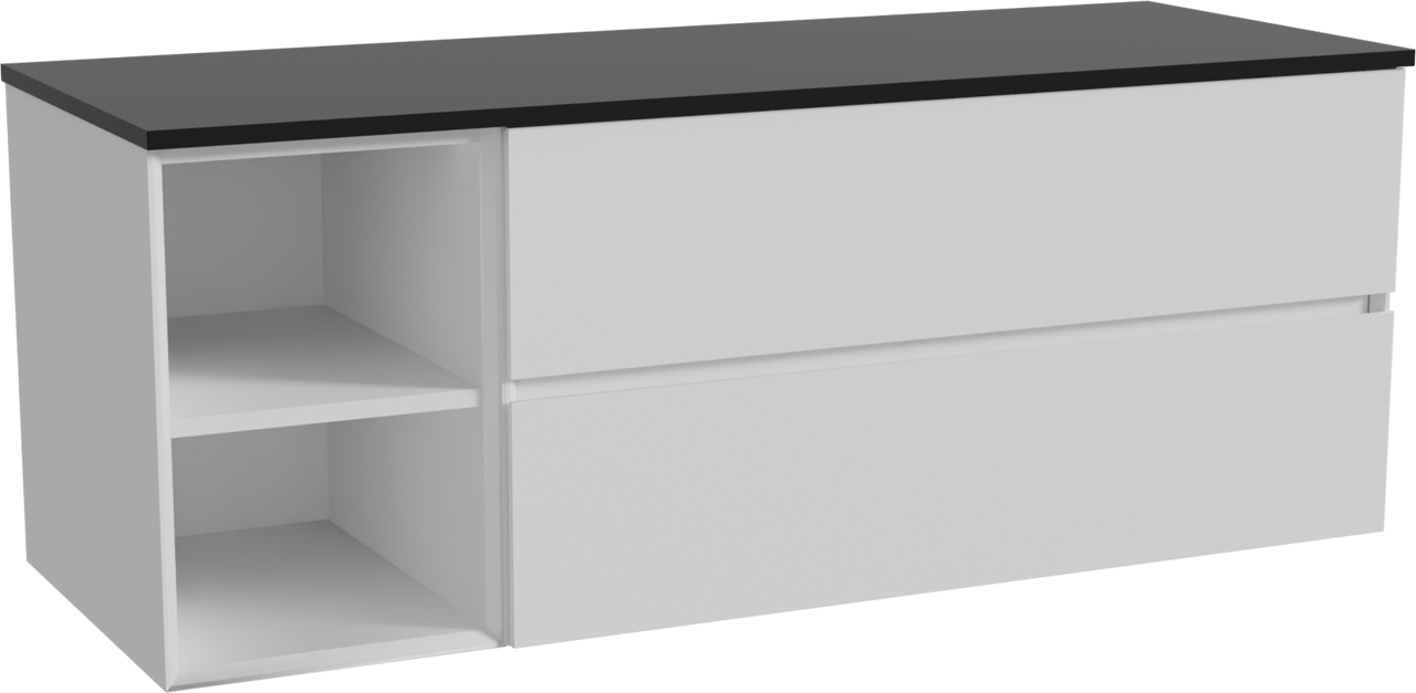 Storke Edge meuble salle de bains suspendu 140 x 52 cm blanc mat avec Panton tablette simple ou double en mdf enduit de poudre noir mat