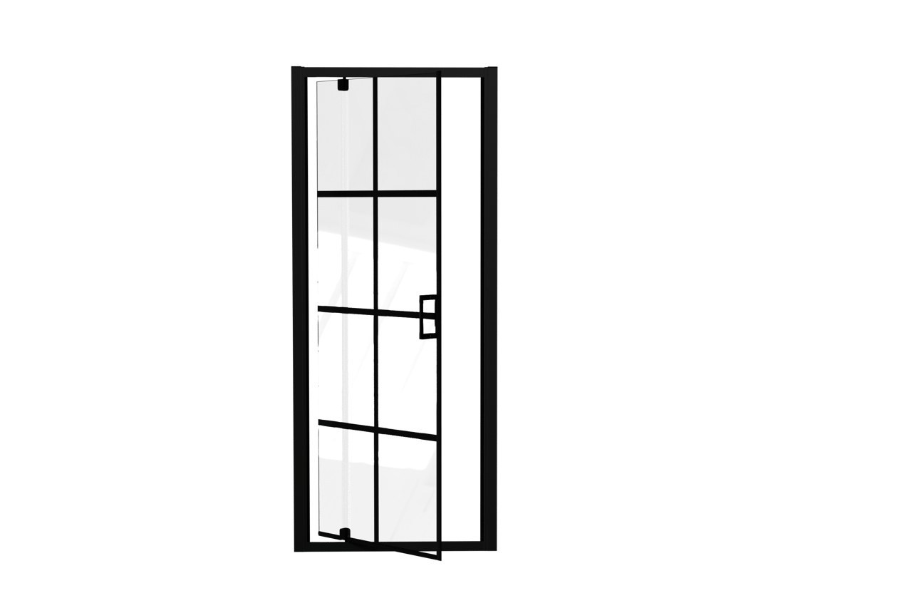 Luca Varess Vidor Duschtür: Drehtür, 80 x 190 cm, Square Glas, Schwarzes Profil, matt