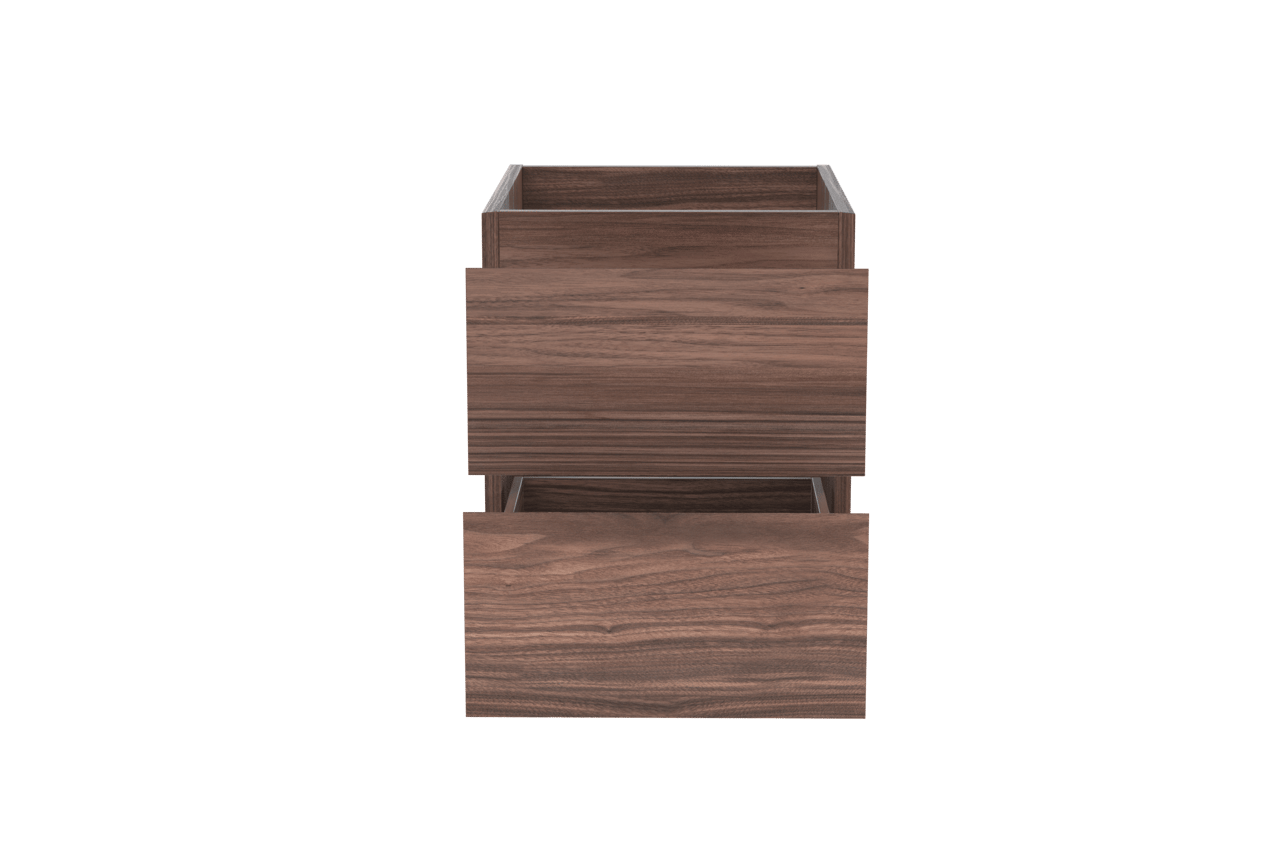 Balmani Mitra hängender Waschbeckenunterschrank: 45 x 55 cm, Nussbaum, Furnierholz, 2 Schubladen