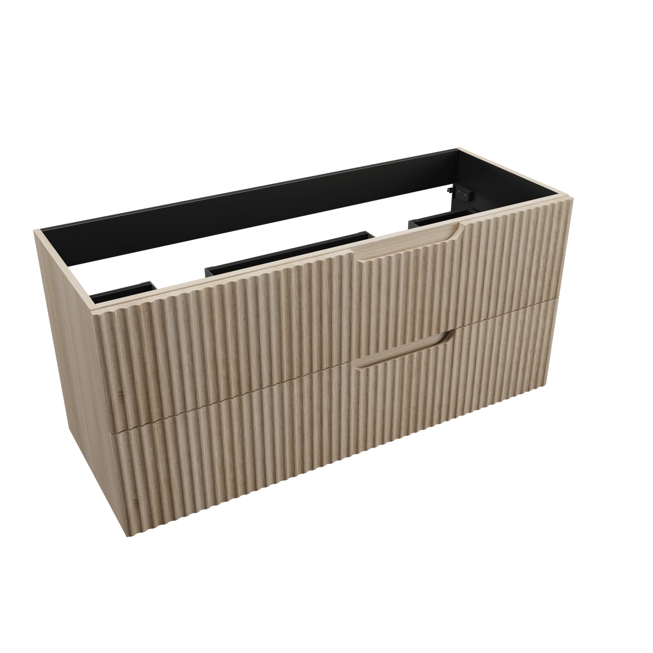 Linie Ribbo hängender Waschbeckenunterschrank: 120 x 46 cm, Eiche hell, 2 Schubladen