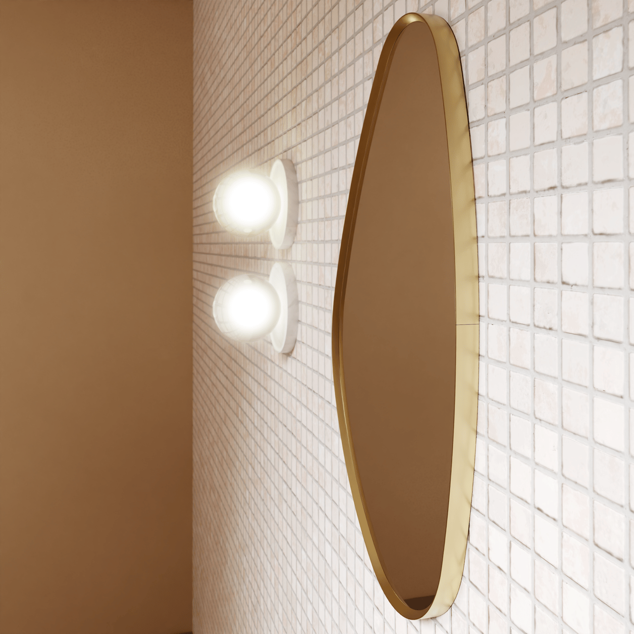 Balmani Auro miroir de toilette organique Brushed Champagne Gold 35 x 60 cm