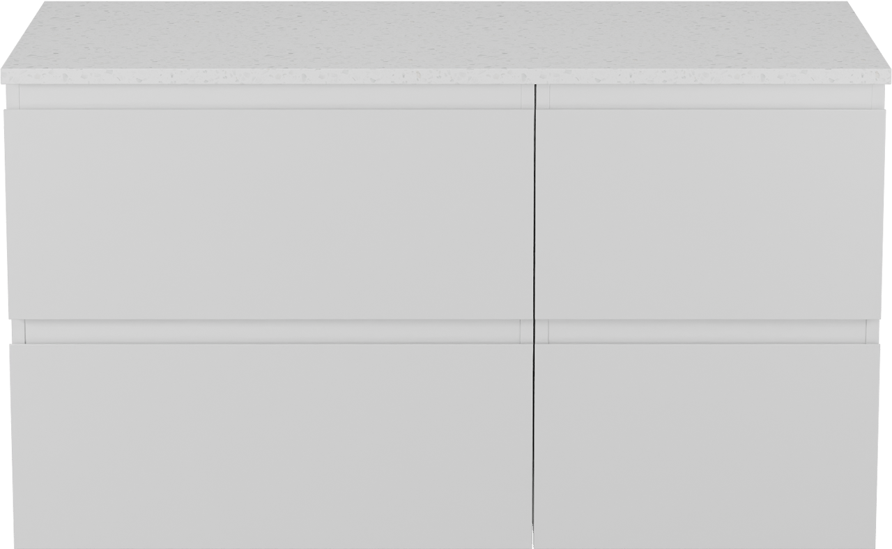 Linie Lado meuble salle de bains suspendu 100 x 46 cm blanc brillant avec Lado tablette simple ou double en mélaminé terrazzo blanc